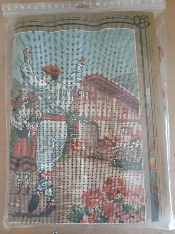 Canevas vintage danse basque Le Fandango avec echevettes – photo 2